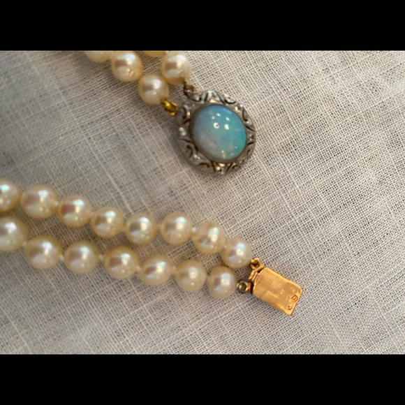 Lovely vintage Art Deco pearl necklace opal clasp - Picture 6 of 7